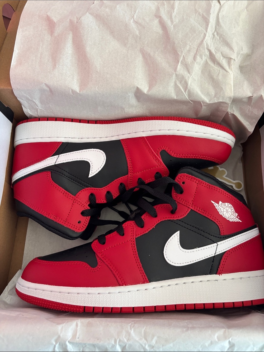 Nike Air Jordan 1 Mid Kids Sneakers - Red / Black / White